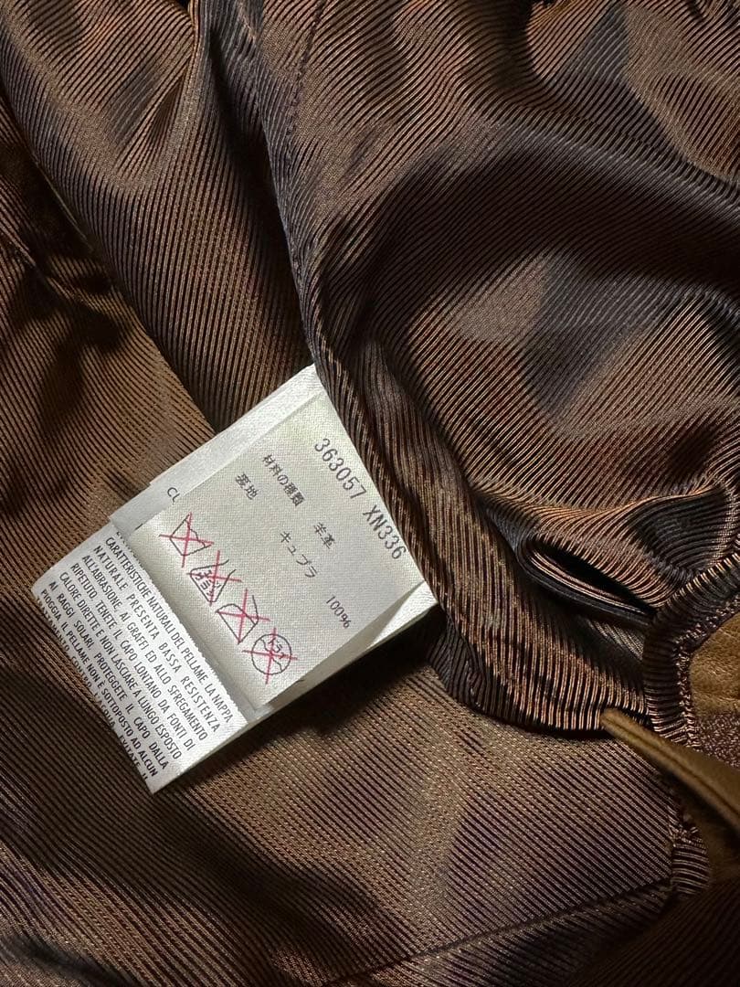 美品 GUCCI ブラウン ラムレザー パンツ 38 レディース ハンガー付き