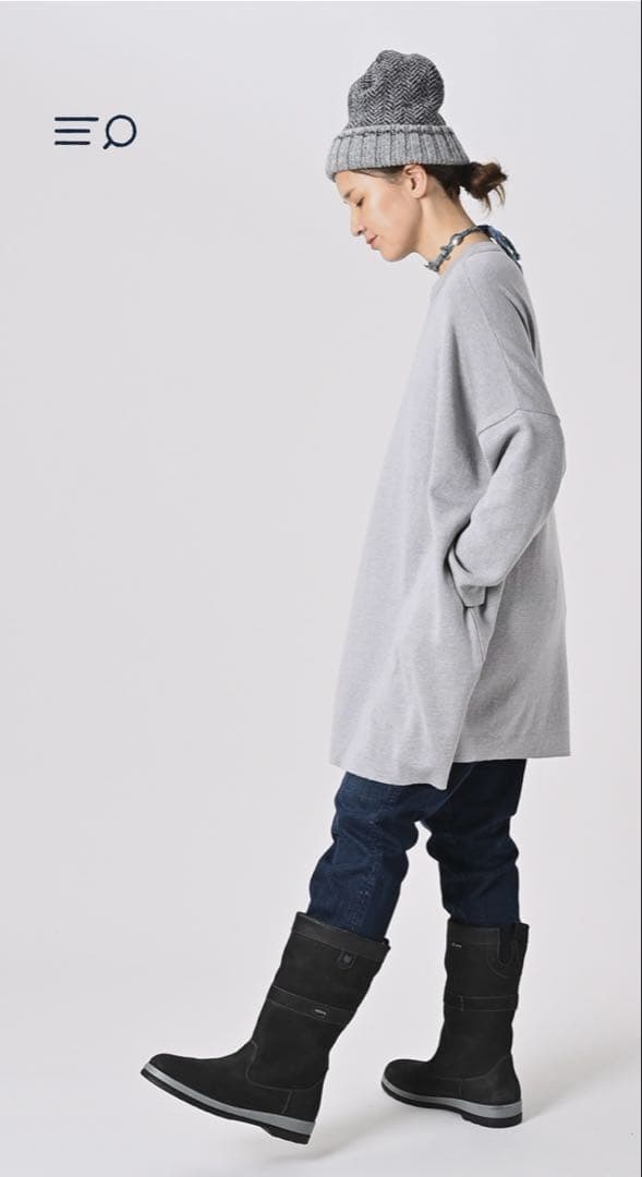 新品未使用45R 上質スムースのチュニック柔らかゆったり44000円黒完売品