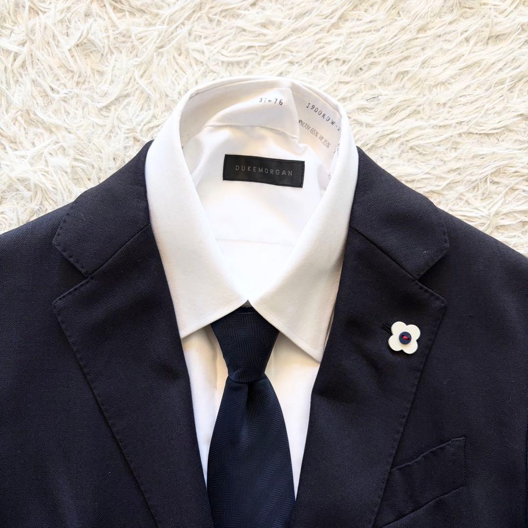 <23AW>LARDINI easy wear新ロゴ ネイビー ウールスーツ46