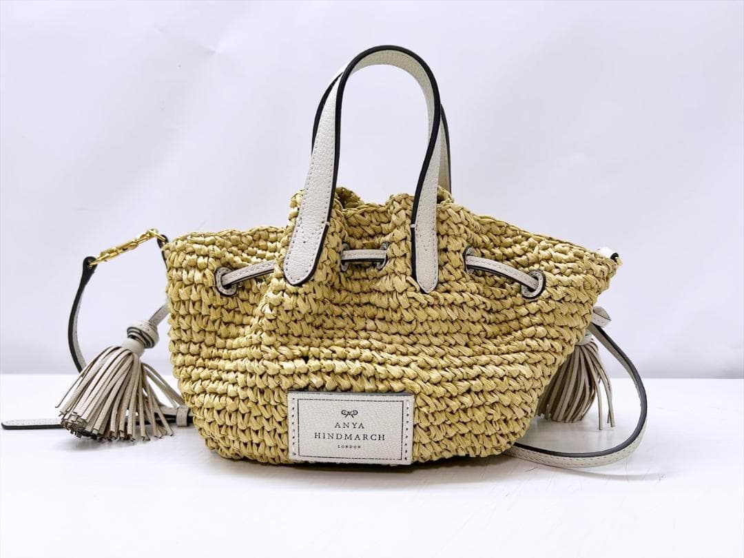 美品　アニヤハインドマーチ　ラフィア　ドローストリング　トート　ショルダーバッグ