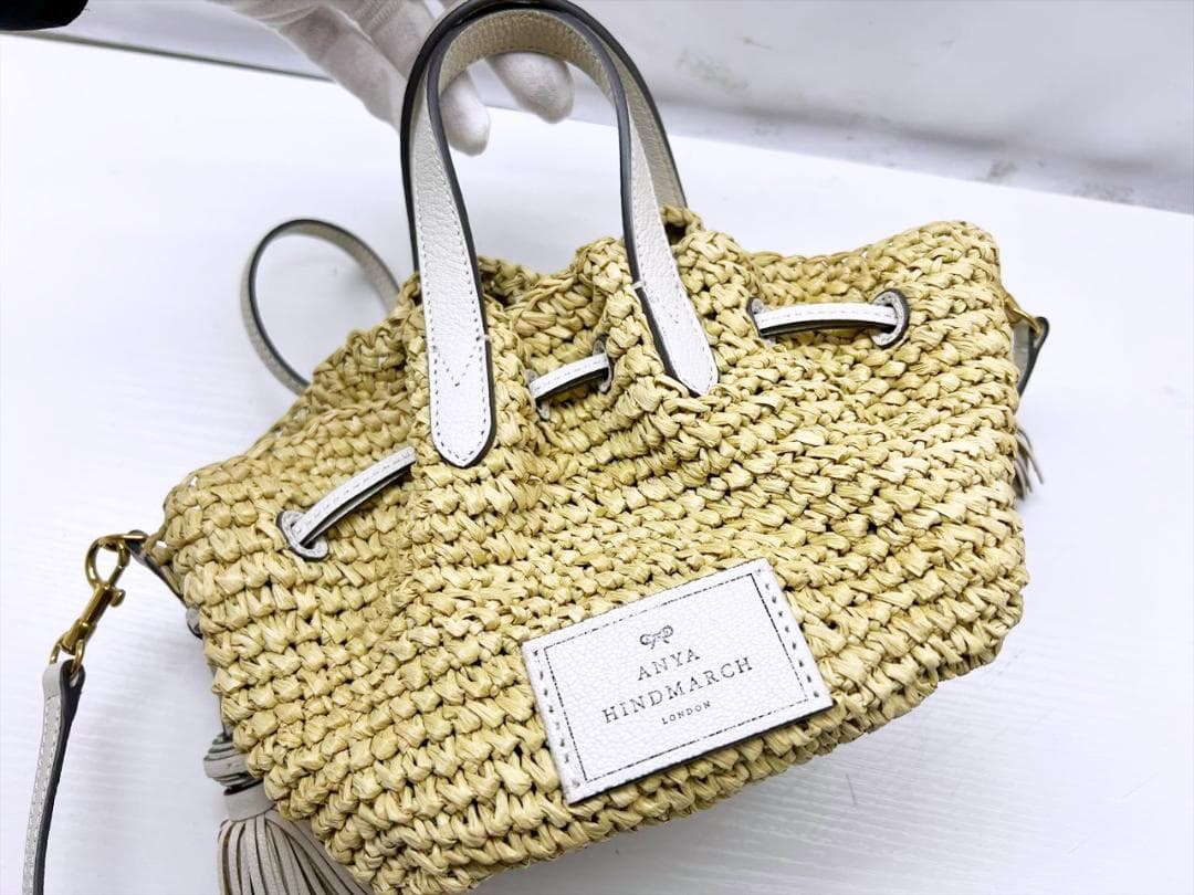 美品　アニヤハインドマーチ　ラフィア　ドローストリング　トート　ショルダーバッグ
