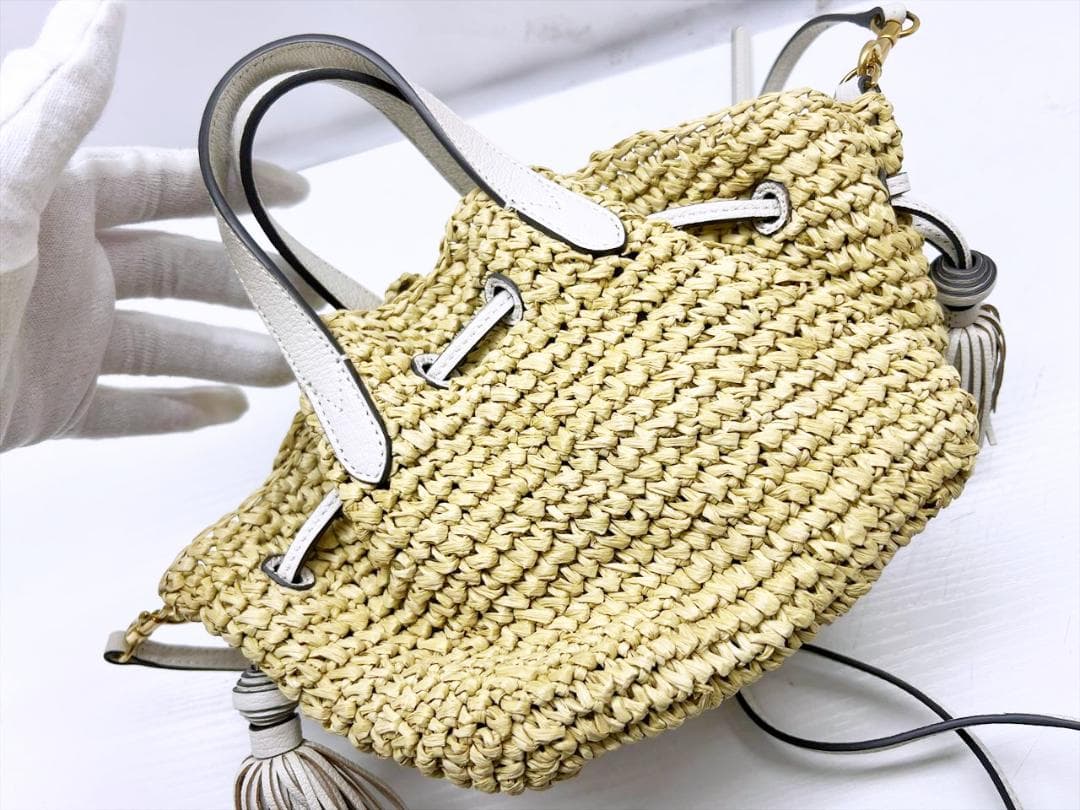 美品　アニヤハインドマーチ　ラフィア　ドローストリング　トート　ショルダーバッグ