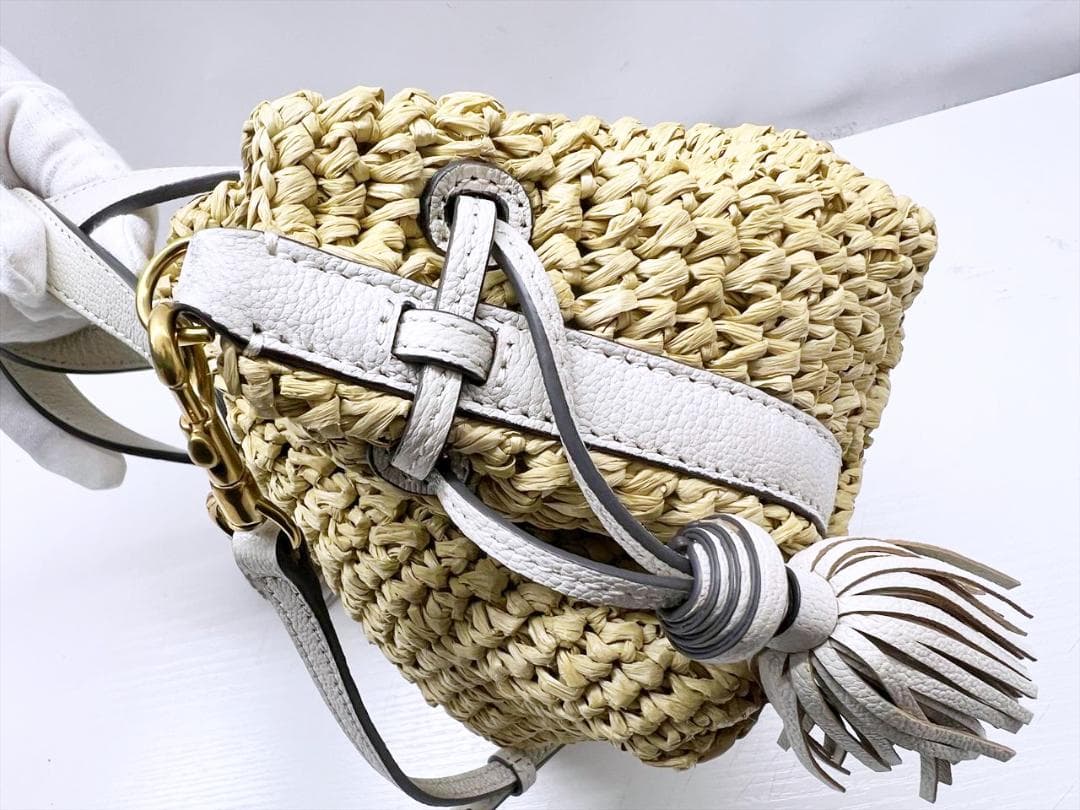 美品　アニヤハインドマーチ　ラフィア　ドローストリング　トート　ショルダーバッグ