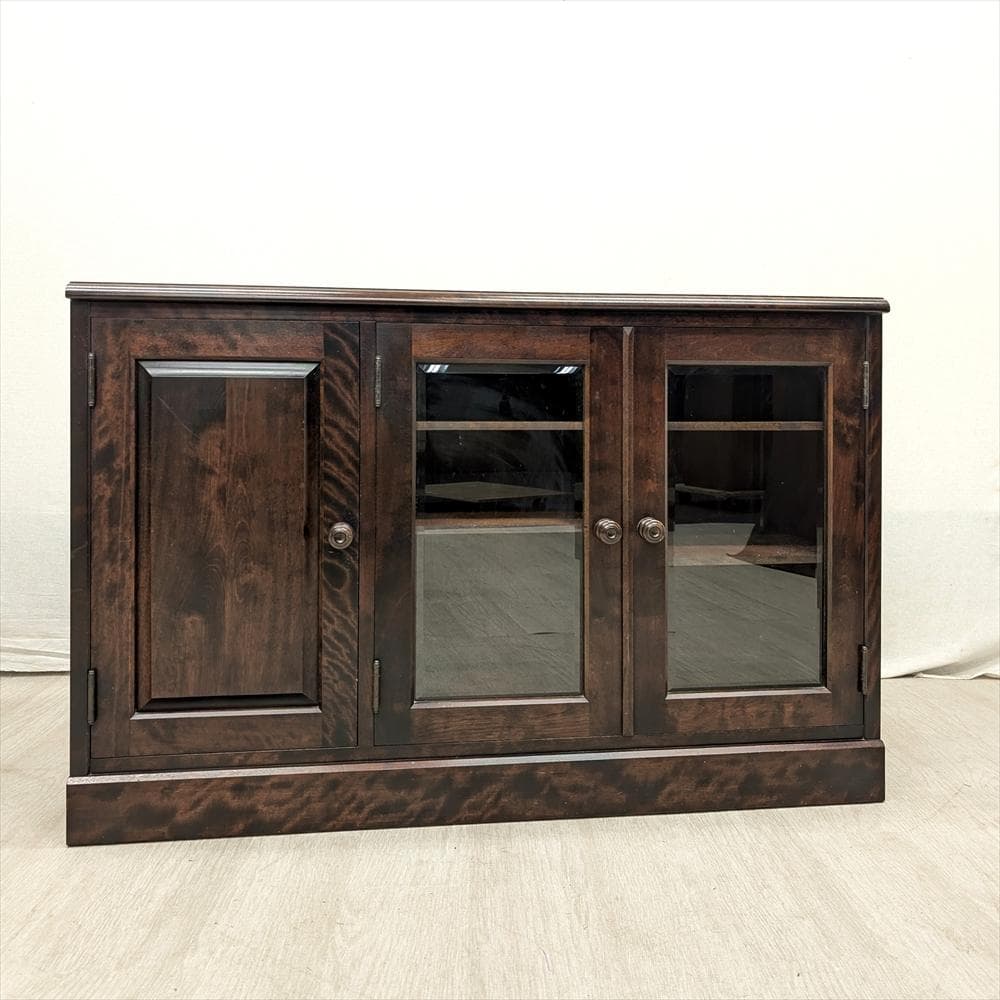 北海道民芸家具　カバ材　無垢　サイドボード　リビングボード　キャビネット　飾り棚