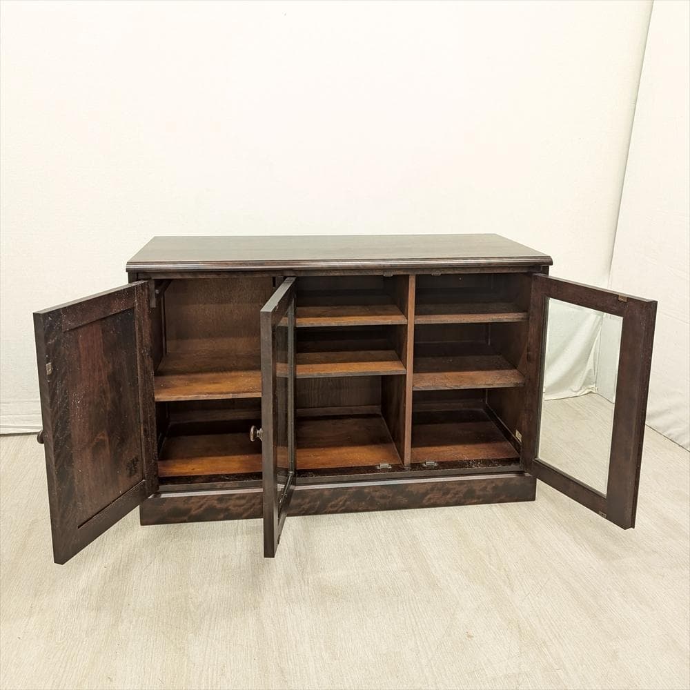 北海道民芸家具　カバ材　無垢　サイドボード　リビングボード　キャビネット　飾り棚