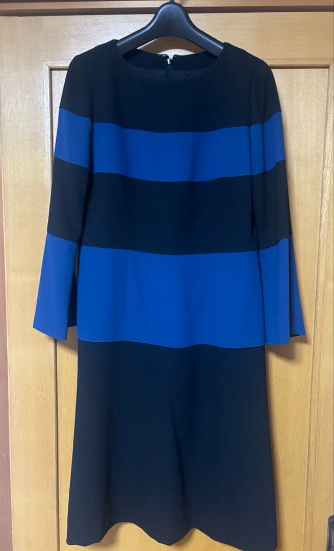 【極美品】JUN ASHIDA 長袖バイカラーワンピース M〜Lサイズ