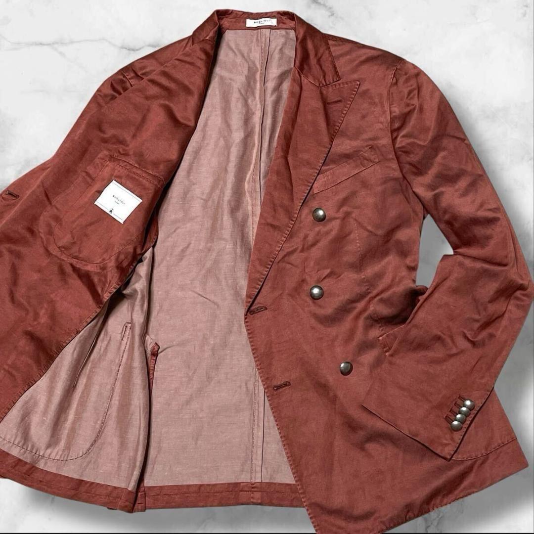 極美品● ボリオリ テーラードジャケット ダブル シルク コットン 50