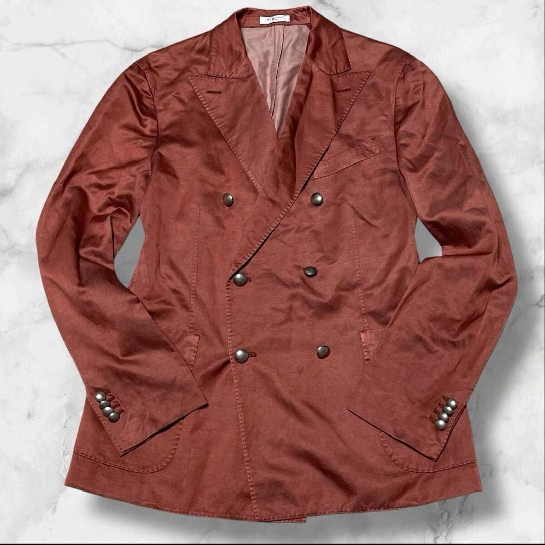 極美品● ボリオリ テーラードジャケット ダブル シルク コットン 50