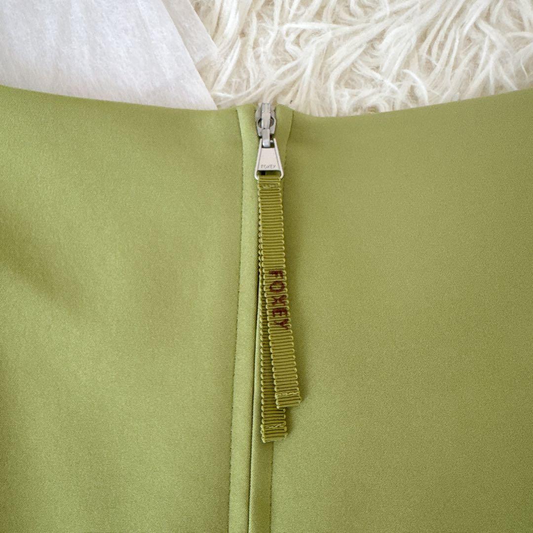 未使用級 フォクシー✨ギャザーフレアワンピース フレンチスリーブ 不織布カバー付