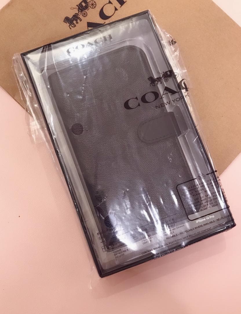 新品 coach IPHONE 14 PRO フォリオ シグネチャー キャンバス