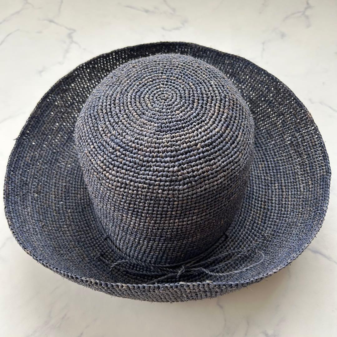 希少カラー ヘレンカミンスキー 麦わら帽子 ラフィア ブルー