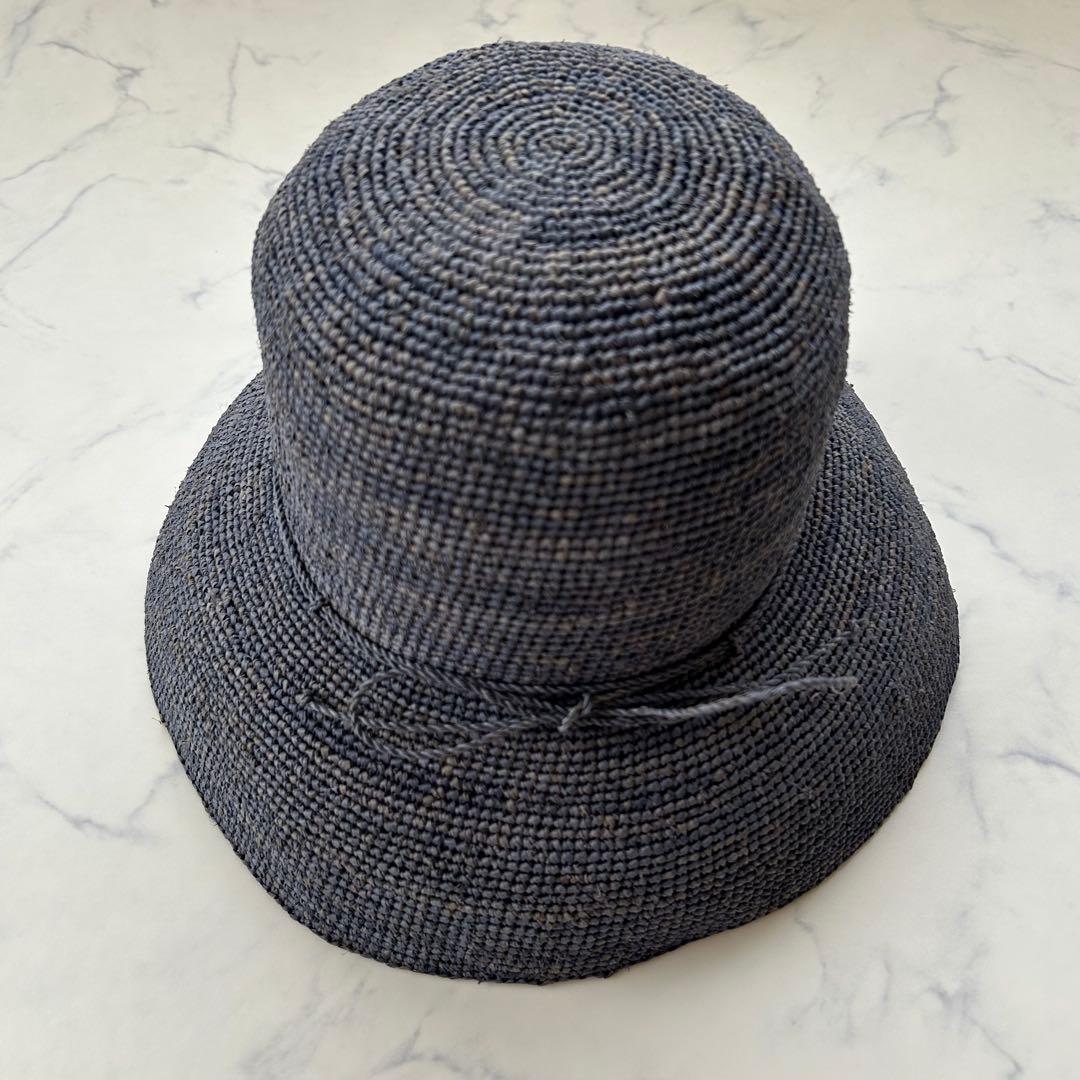 希少カラー ヘレンカミンスキー 麦わら帽子 ラフィア ブルー