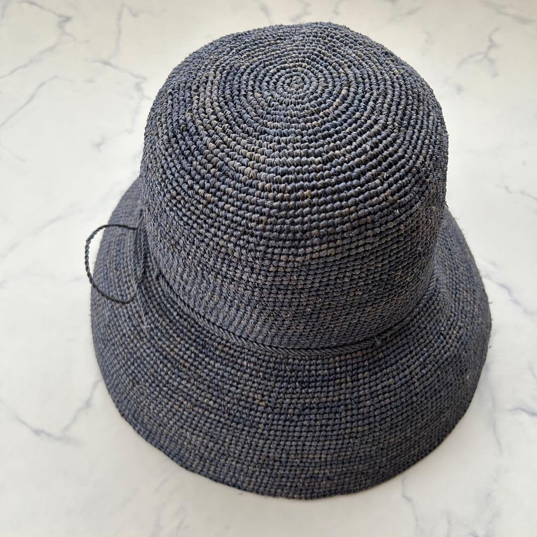 希少カラー ヘレンカミンスキー 麦わら帽子 ラフィア ブルー