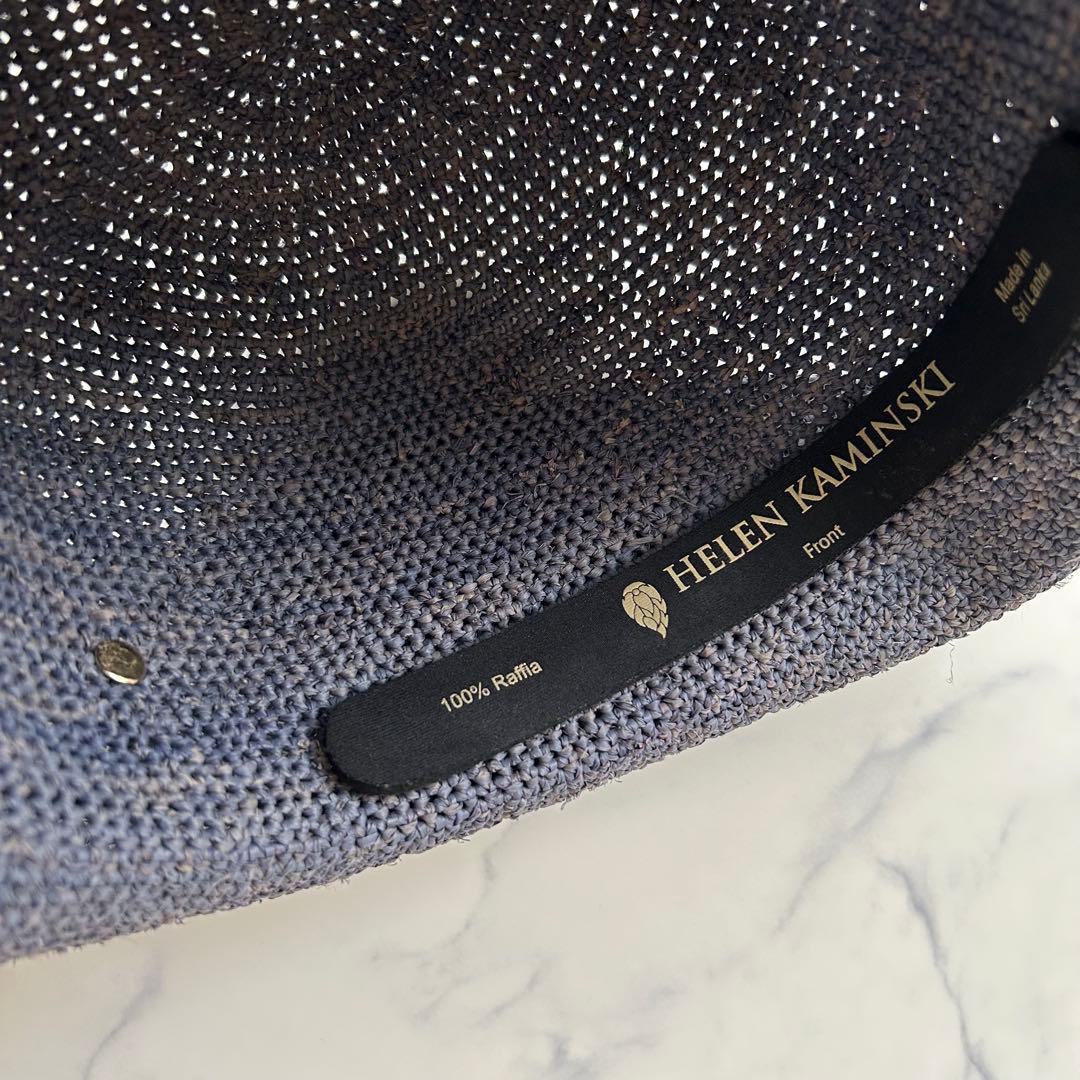 希少カラー ヘレンカミンスキー 麦わら帽子 ラフィア ブルー