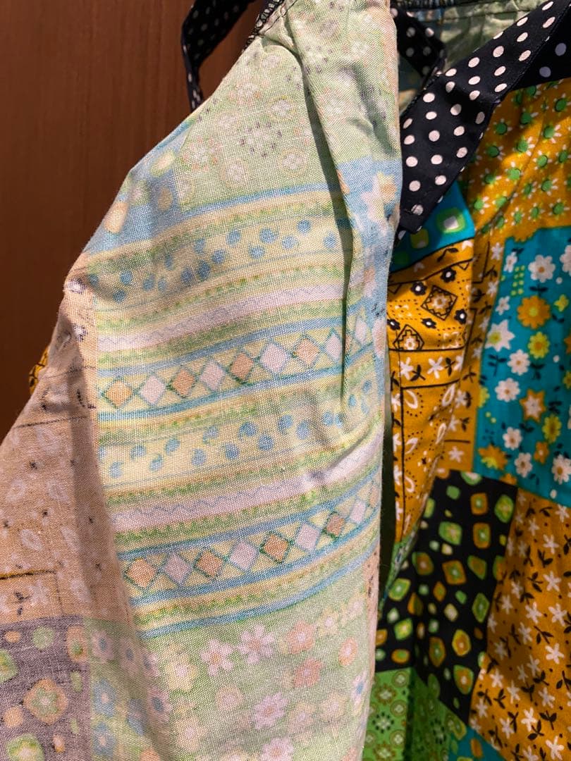 70's vintageパッチワーク柄エプロンドレス　新品未使用