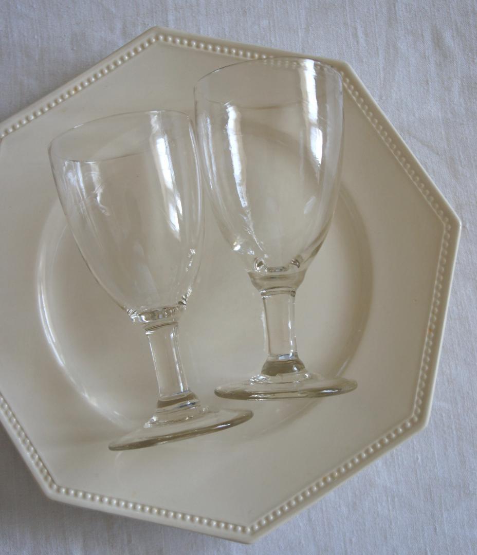 フランスアンティーク　19世紀　ビストログラス　ワイングラス　15cm　2客