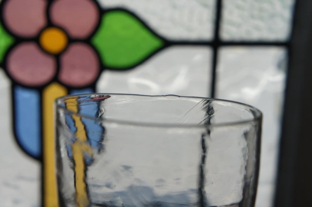 フランスアンティーク　19世紀　ビストログラス　ワイングラス　15cm　2客