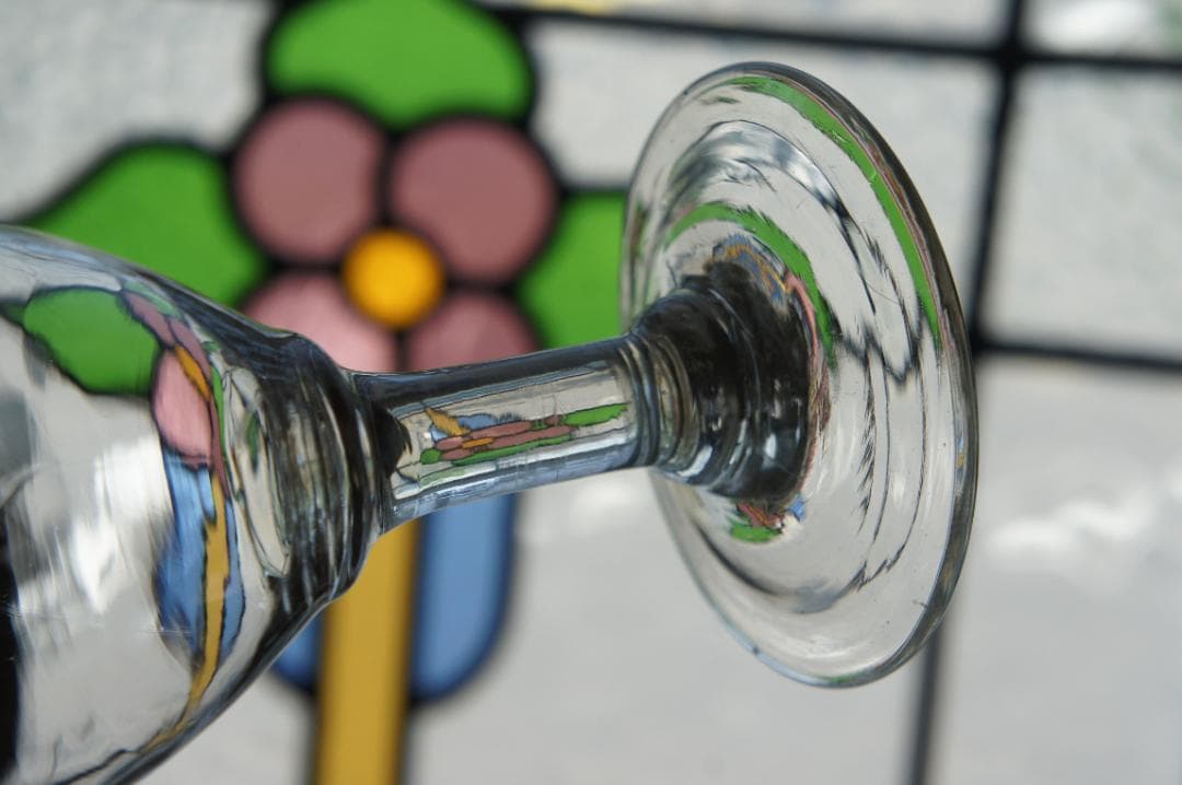 フランスアンティーク　19世紀　ビストログラス　ワイングラス　15cm　2客