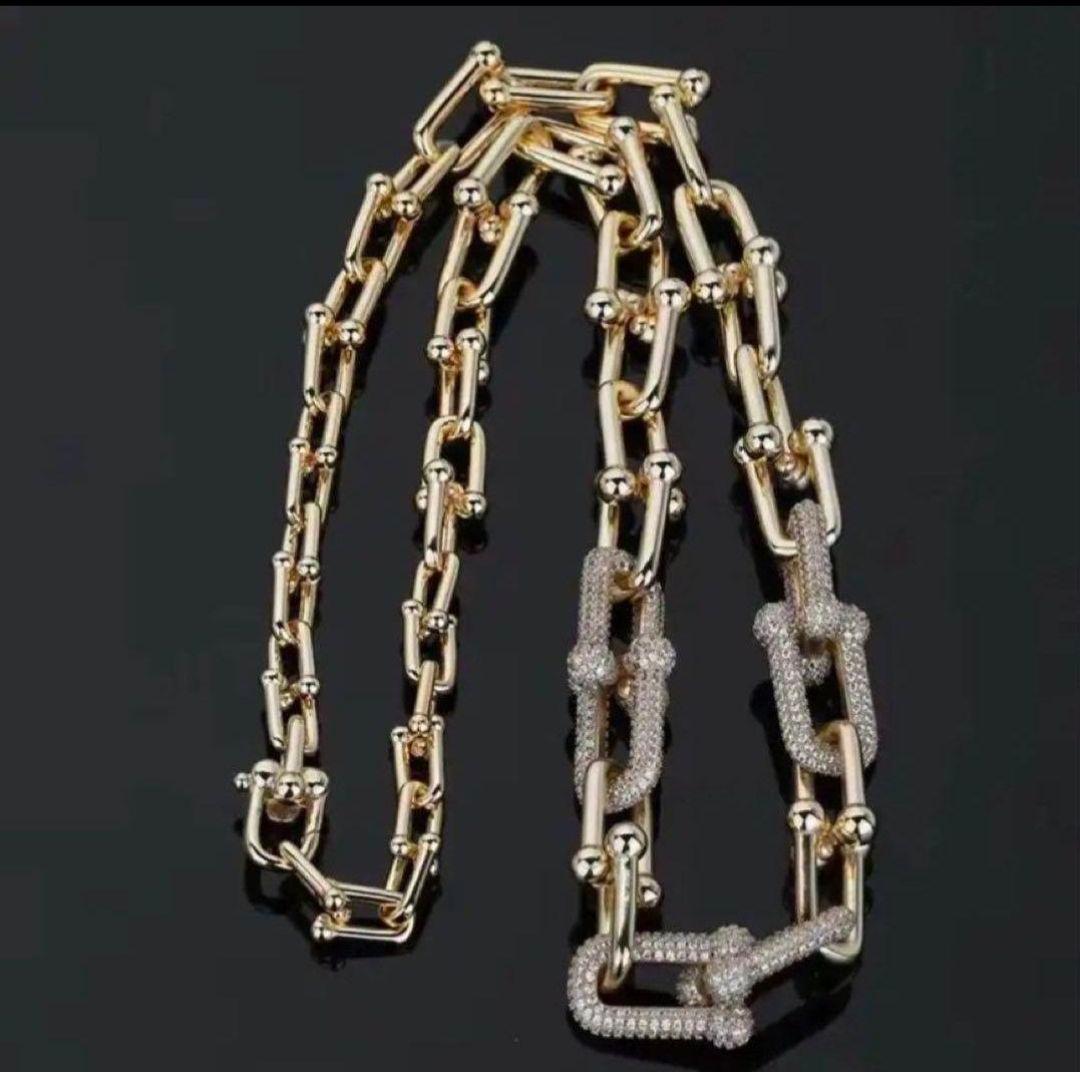 ハードウェア Uチェーン ネックレス シルバー925 CZダイヤ 45cm