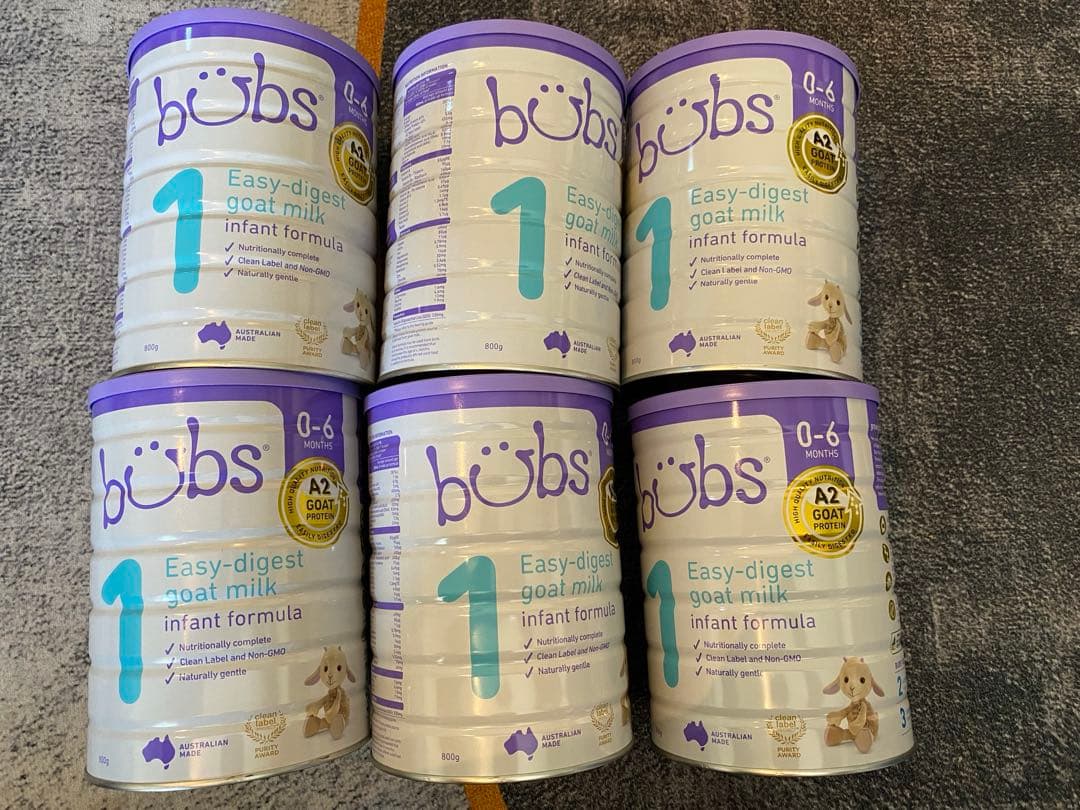 Bubs Organic 粉ミルク ステップ1（0〜6ヶ月）大缶 800g 6缶