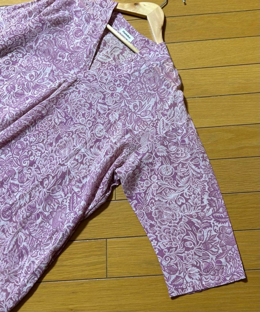 Plantation コットン リネン ボタニカル柄ワンピース