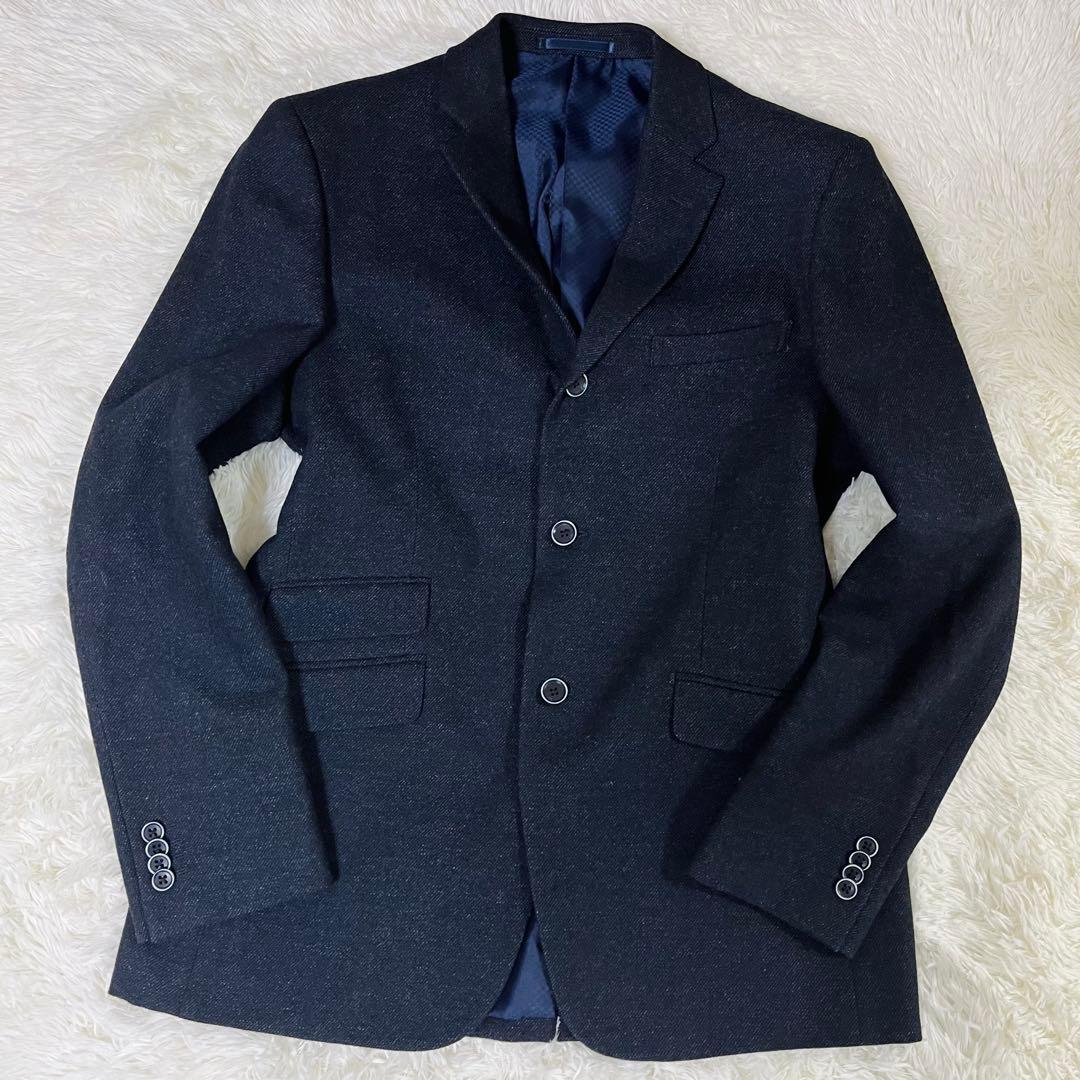 美品 オックスフォードクラシック 3ピース スーツ 紺 ウール混 96A7 XL