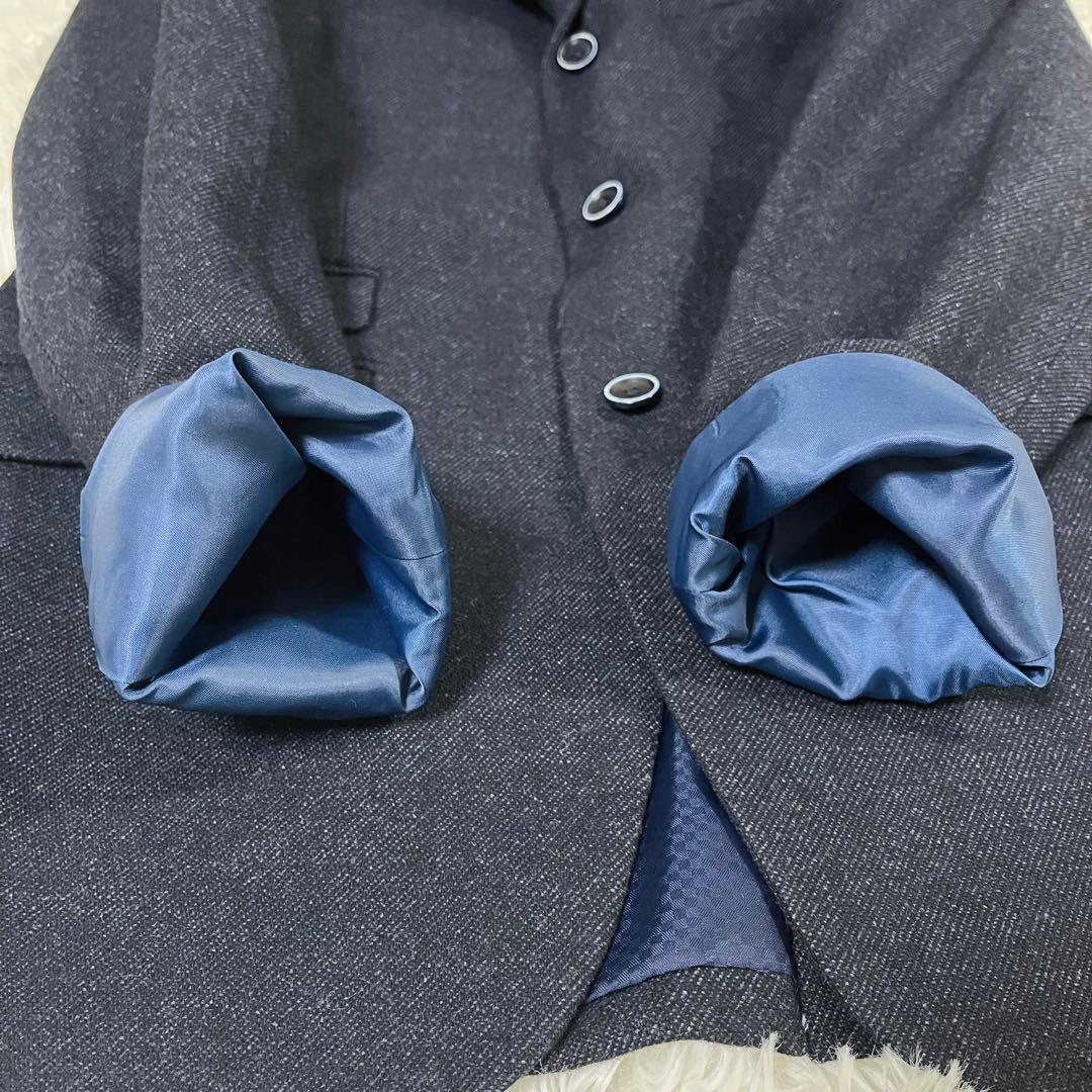 美品 オックスフォードクラシック 3ピース スーツ 紺 ウール混 96A7 XL