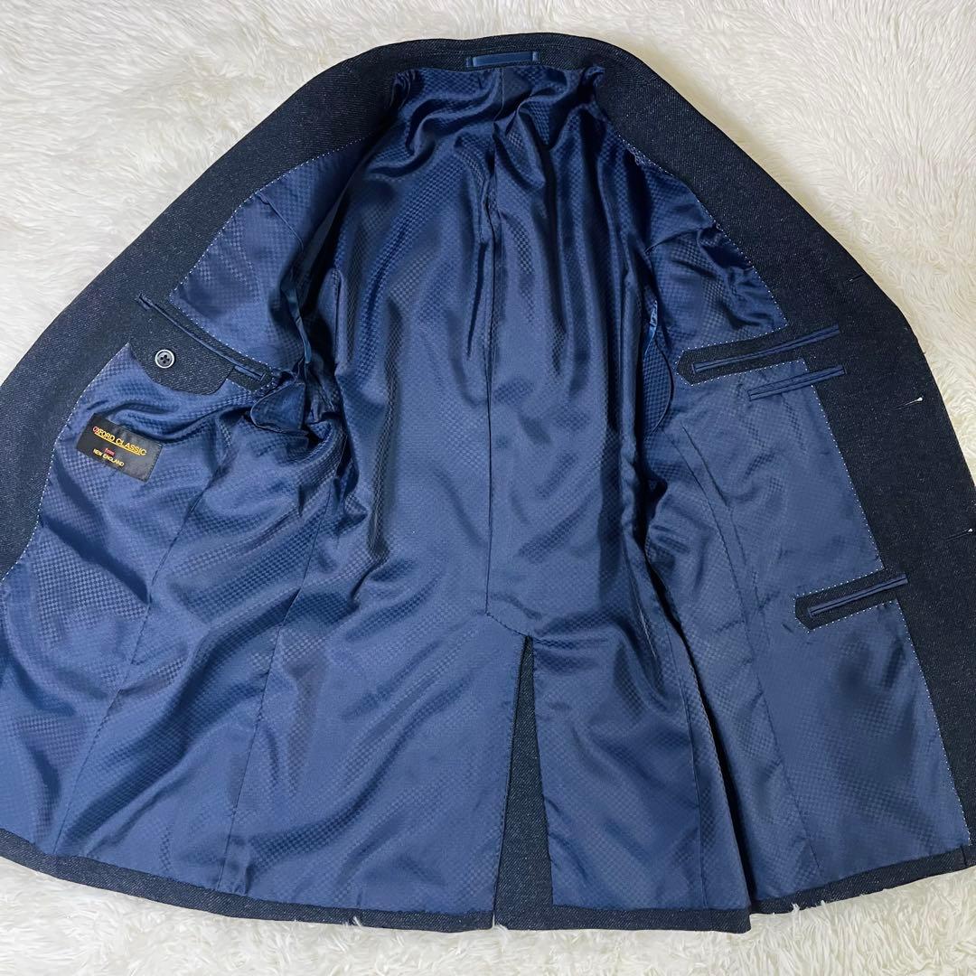 美品 オックスフォードクラシック 3ピース スーツ 紺 ウール混 96A7 XL