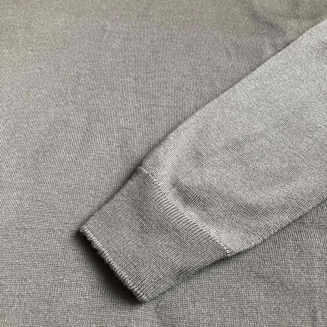 ジョンスメドレー Vネック イングランド製 カーキ 24ゲージ メリノウール