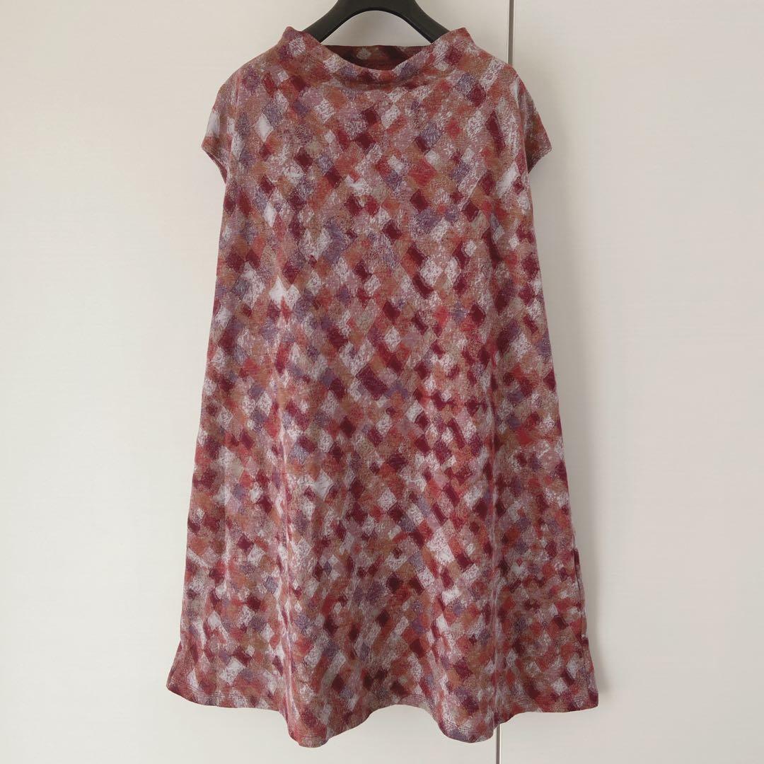 ✨美品✨ヨーガンレールモザイク柄フレンチ袖チュニックワンピース　定価35,200