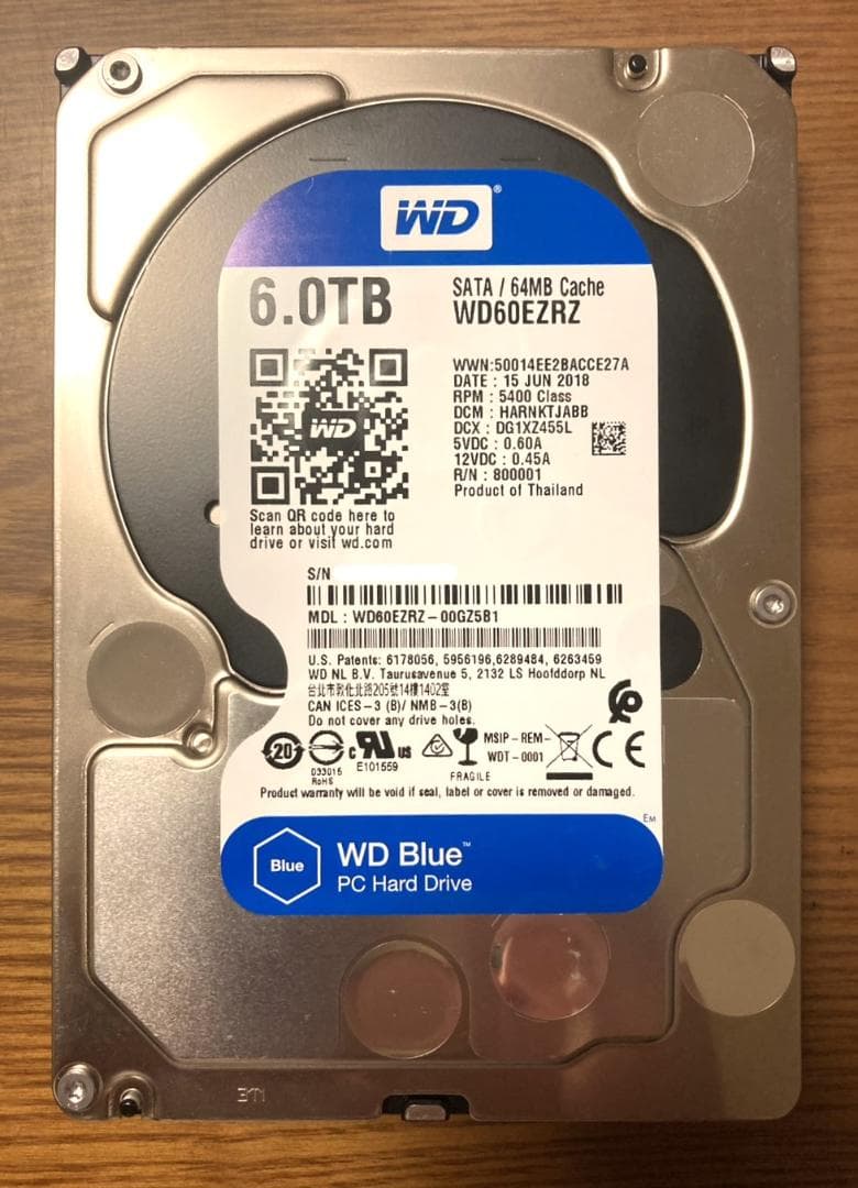 Western Digital WD60EZRZ（3.5 HDD 6TB）