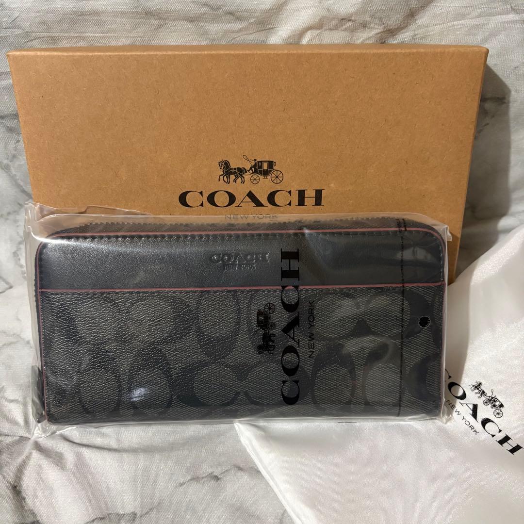 未使用品★COACH コーチ 長財布 F25517 ブラック シグネチャー