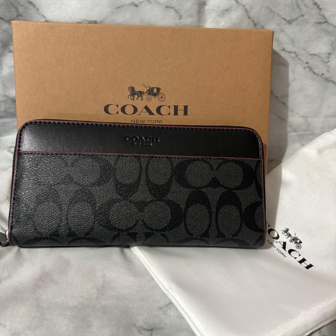 未使用品★COACH コーチ 長財布 F25517 ブラック シグネチャー