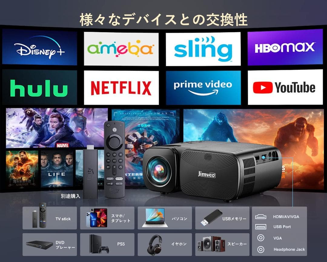 プロジェクター 超小型 Bluetooth51搭載 家庭用短距離投影