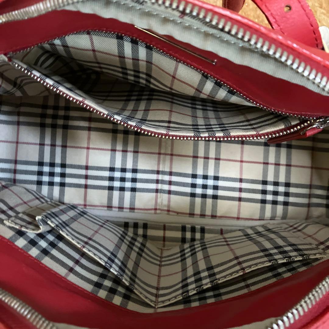 【超希少】バーバリー赤 レザー ハンドバッグ