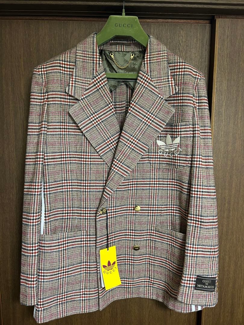 ゴールド GUCCI adidas テーラードジャケット タグ付未使用品