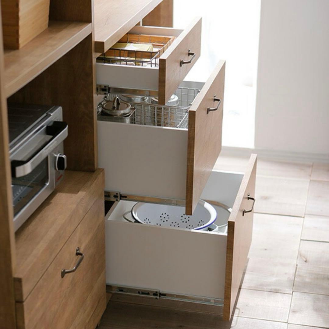 大川家具　LOWYA 食器棚 キッチンカウンター 国産　101cm 完成品