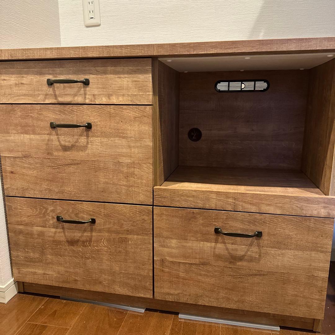 大川家具　LOWYA 食器棚 キッチンカウンター 国産　101cm 完成品