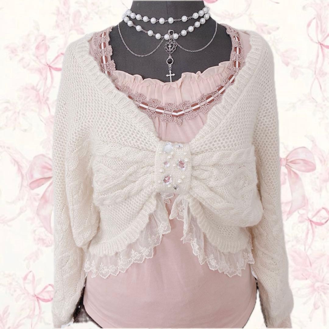 y2k axes femme ボレロ リボン レース バレエコア フェアリーコア