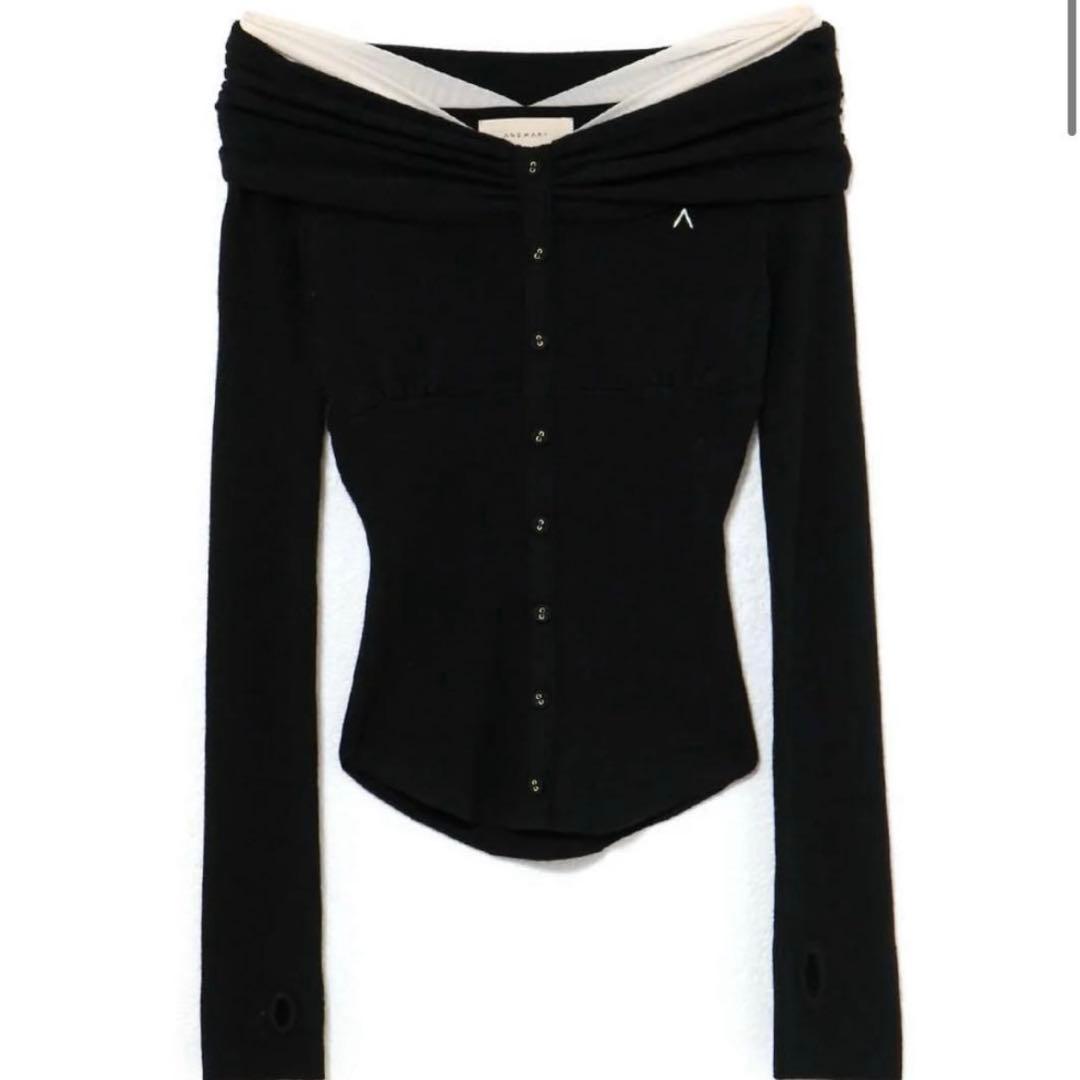 トップス ANDMARY Shannon tulle knit tops BLACK