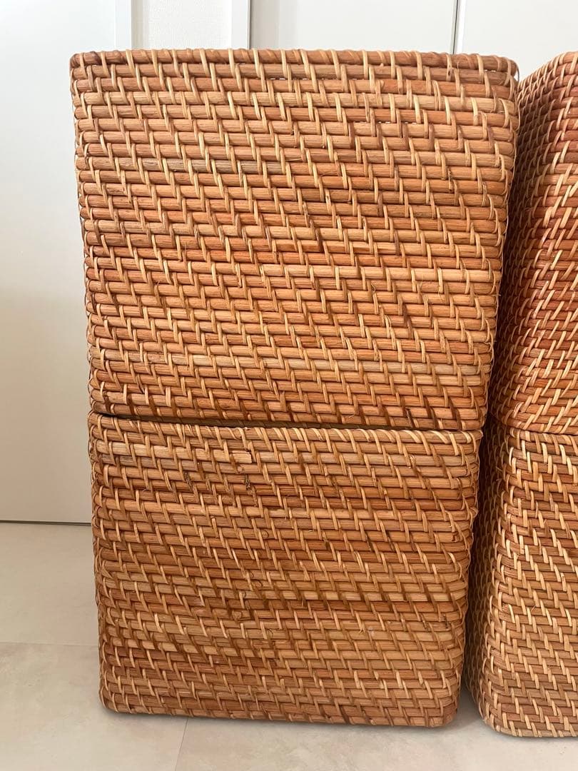 無印良品　ラタンバスケット　特大4個　蓋付きバスケット1個　計5個