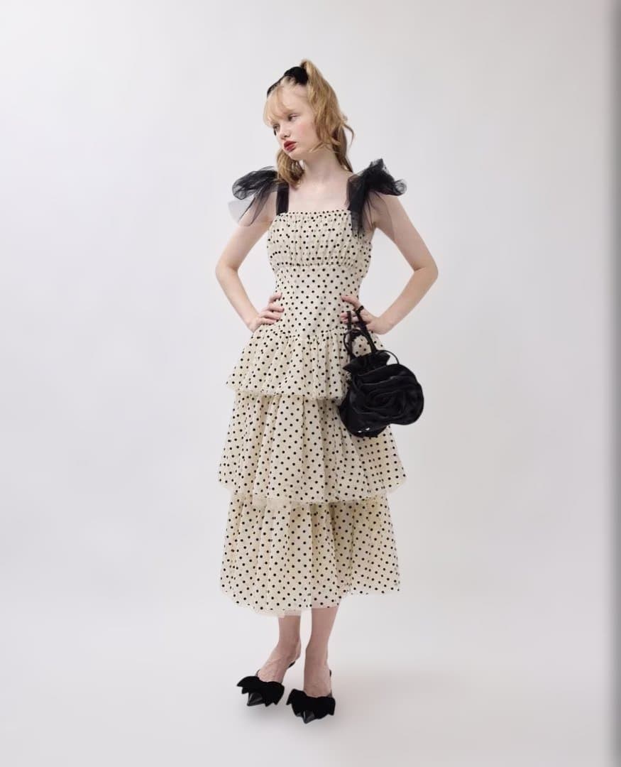 ワンピース ballerina ribonn tulle dot dress