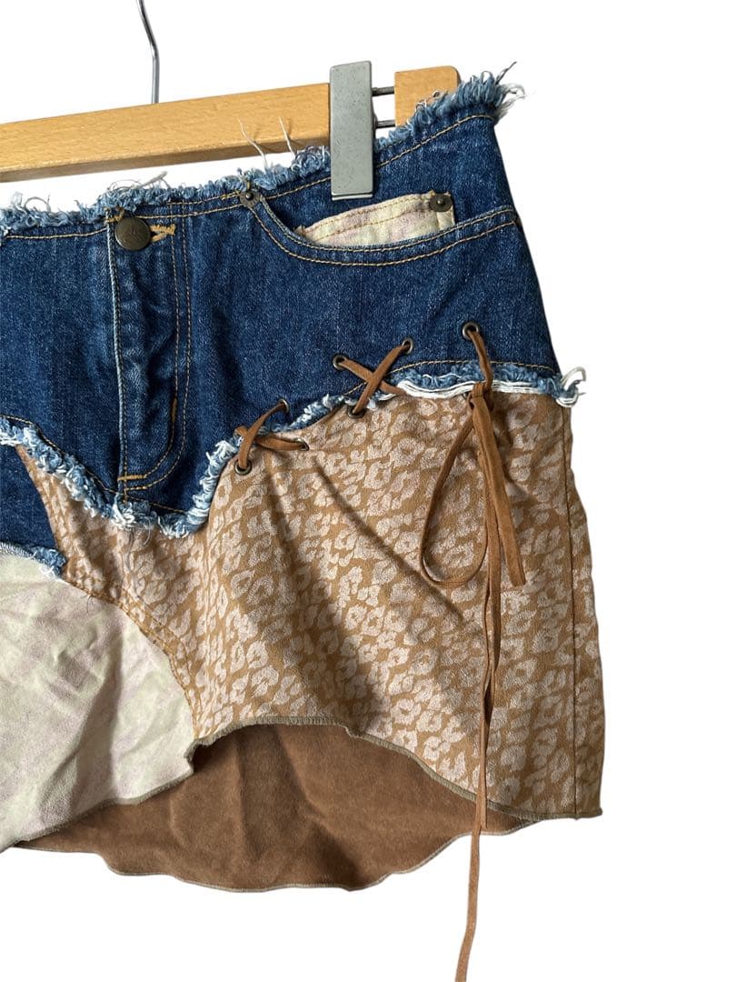 ティアラ ミニスカート デニム ヒョウ ゼブラ y2k 平成ギャル グランジ