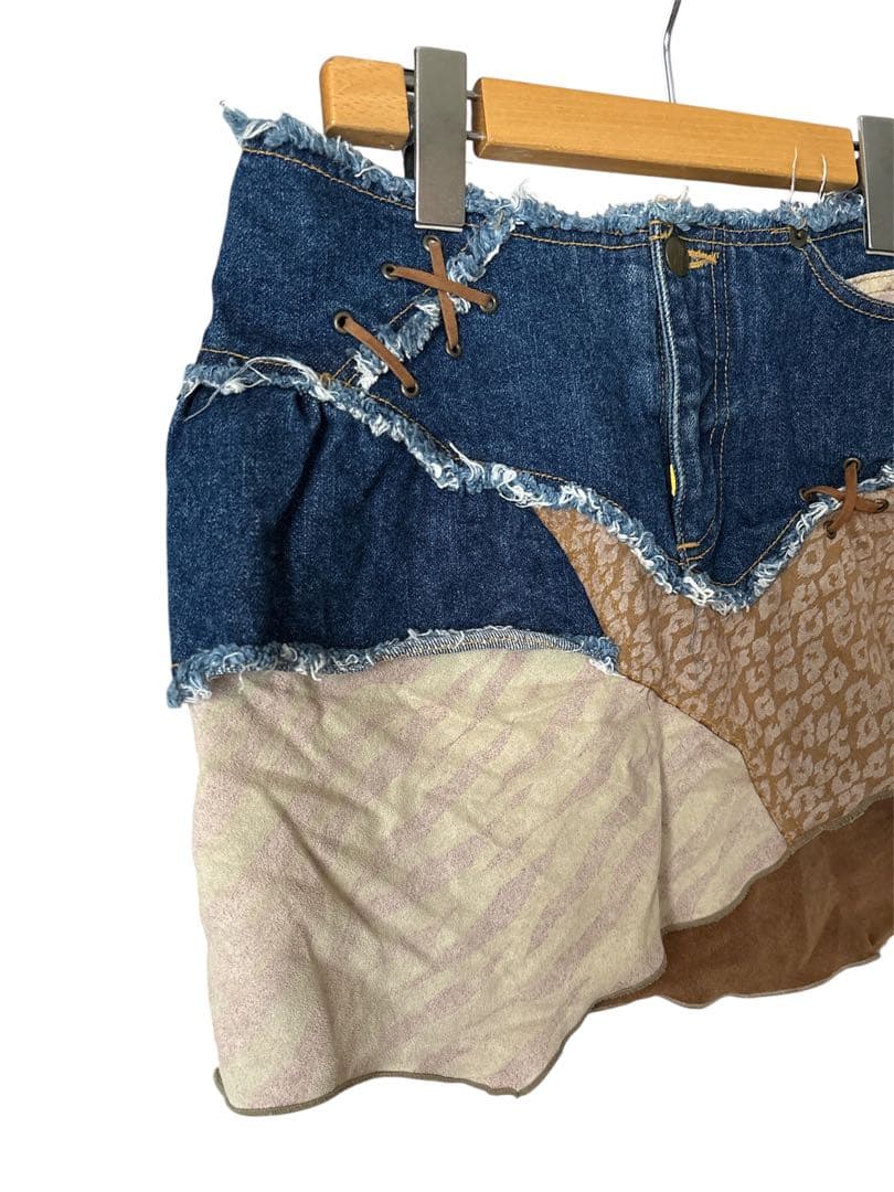 ティアラ ミニスカート デニム ヒョウ ゼブラ y2k 平成ギャル グランジ