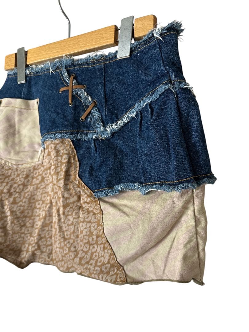 ティアラ ミニスカート デニム ヒョウ ゼブラ y2k 平成ギャル グランジ