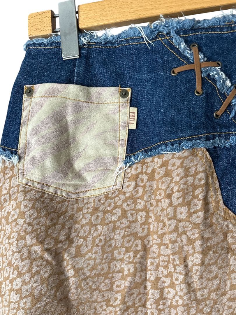 ティアラ ミニスカート デニム ヒョウ ゼブラ y2k 平成ギャル グランジ