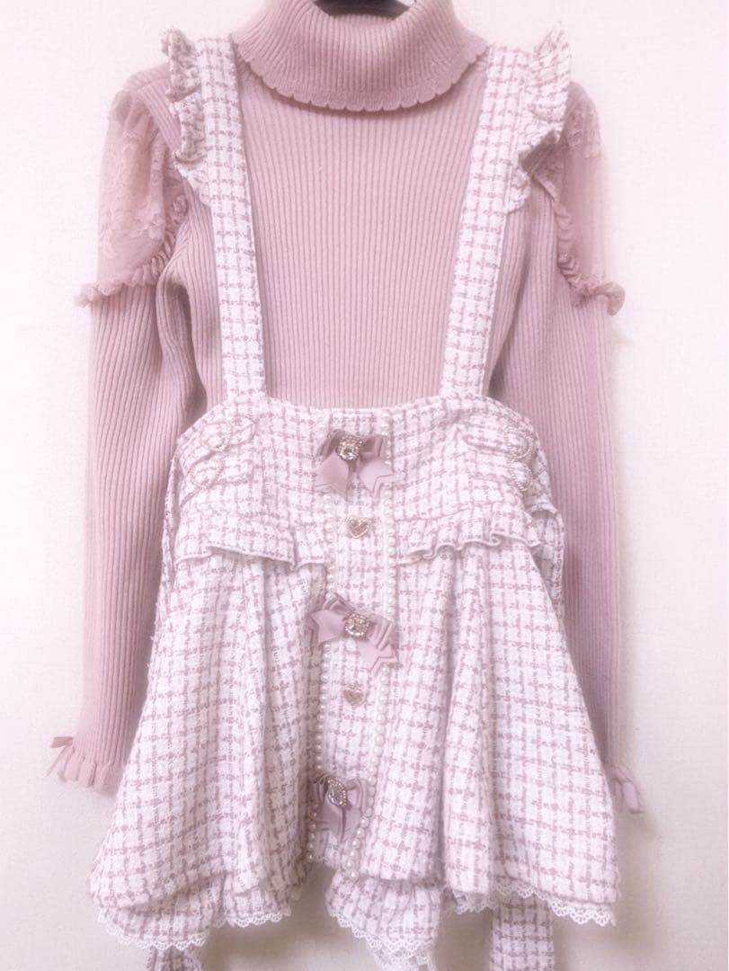 LIZLISA リズリサ ツイードサスペンダー付きスカパン