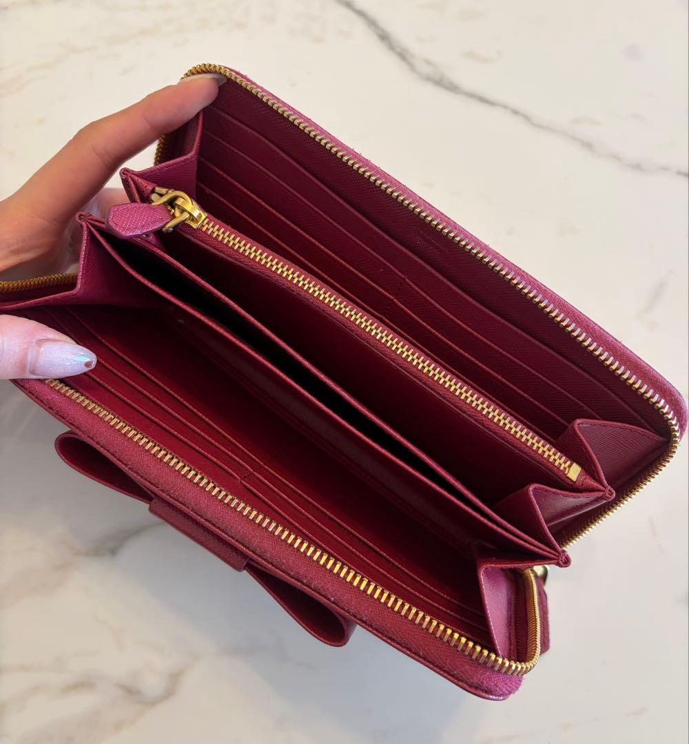 PRADA プラダ リボン 長財布　ゴールド金具　サフィアーノレザー