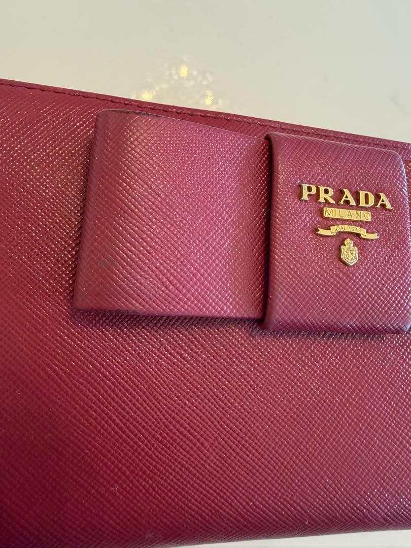 PRADA プラダ リボン 長財布　ゴールド金具　サフィアーノレザー