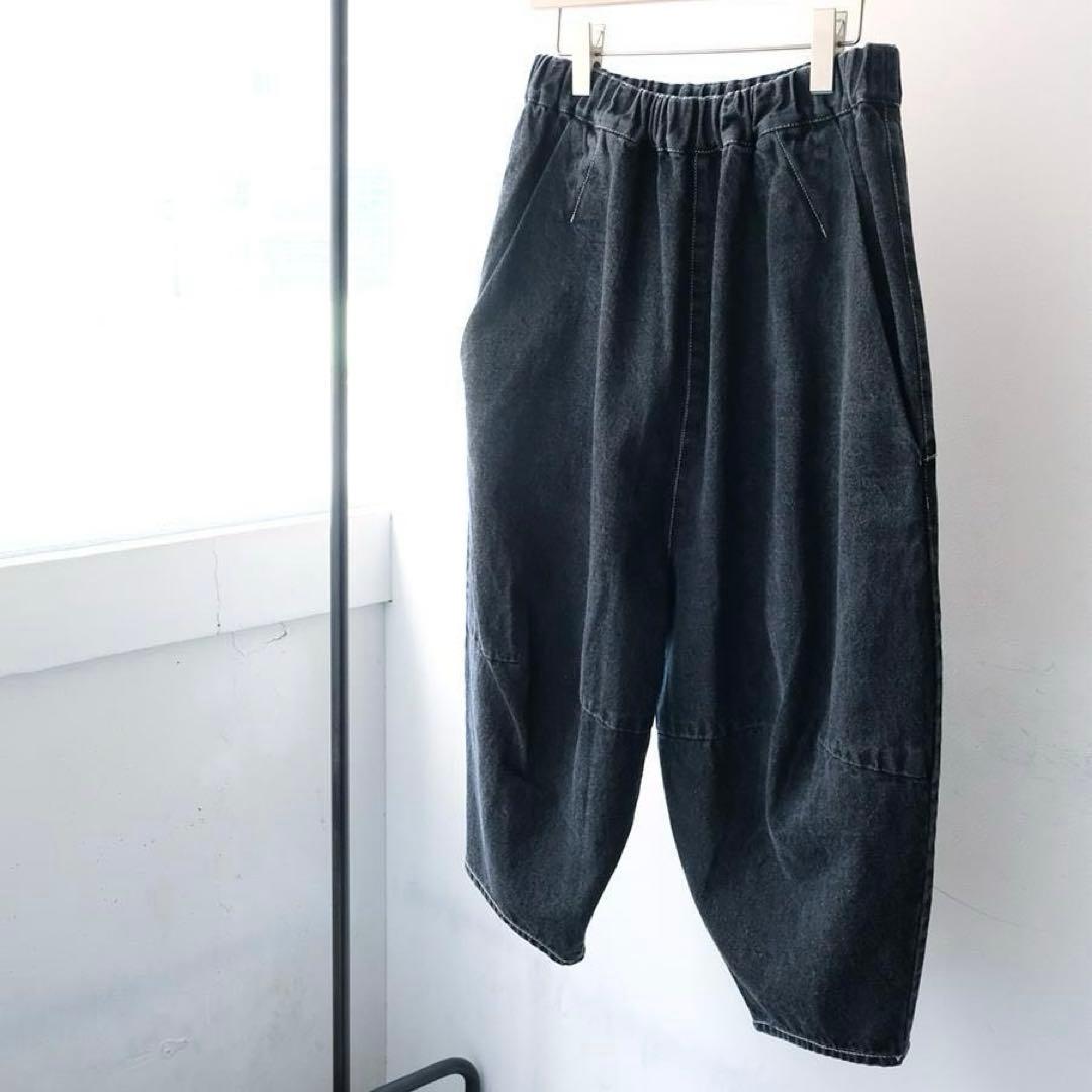 tumugu: 12ozコットンリネンデニム　ティンカーパンツ ブラック